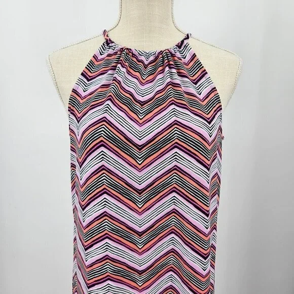 Trina Turk Milian 2 Chevron Maxi Dress Purple Women's XS Preppy Beach Summer - Picture 5 of 14